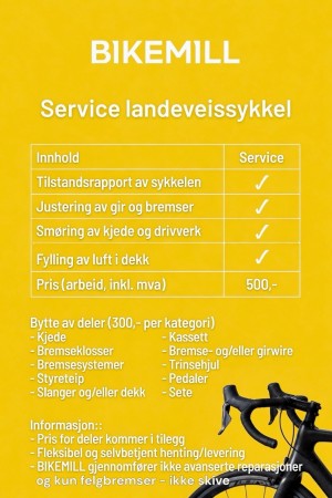 Service / reparasjon landeveissykkel